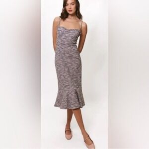NWT Hutch Selene Tweed Midi Dress‎ Sweetheart Neckline Size 12